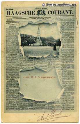 ansichtkaart: 's-Gravenhage, Haagsche Courant. Plein 1813