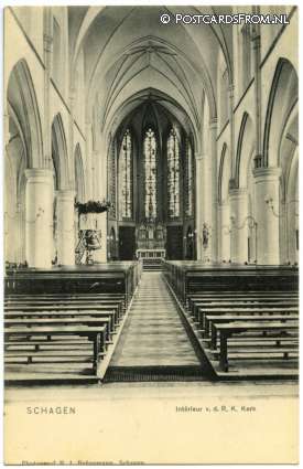 Schagen, Interieur v.d. R.K. Kerk ansichtkaart: Schagen, Interieur v.d. R.K. Kerk