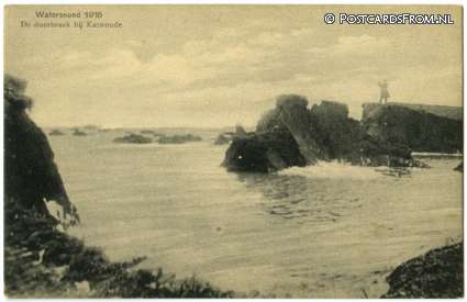 ansichtkaart: Katwoude, Watersnood 1916. De doorbraak bij Katwoude