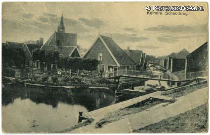 ansichtkaart: Kolhorn, Schoolbrug