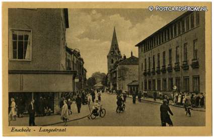 ansichtkaart: Enschede, Langestraat