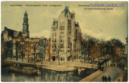 Amsterdam, Keizersgracht hoek Leliegracht. Kantoorgebouw Eerste Hollandsche ansichtkaart: Amsterdam, Keizersgracht hoek Leliegracht. Kantoorgebouw Eerste Hollandsche