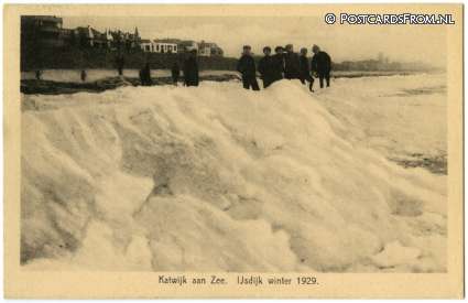 ansichtkaart: Katwijk aan Zee, IJsdijk winter 1929