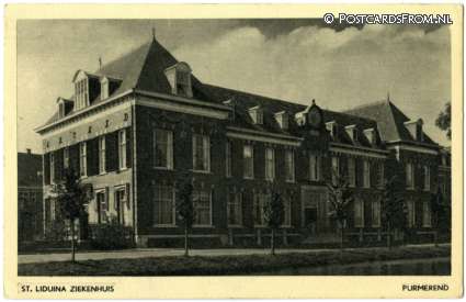 ansichtkaart: Purmerend, St. Liduina Ziekenhuis. Emma Kade