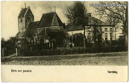 ansichtkaart: Vorchten, Kerk met pastorie