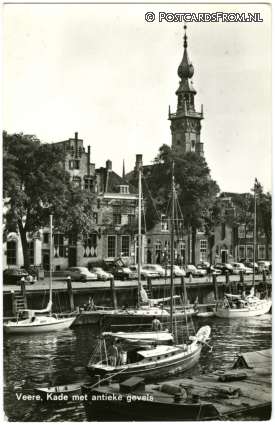 Veere, Kade met antieke gevels ansichtkaart: Veere, Kade met antieke gevels