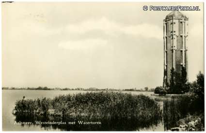 ansichtkaart: Aalsmeer, Westeinderplas met Watertoren