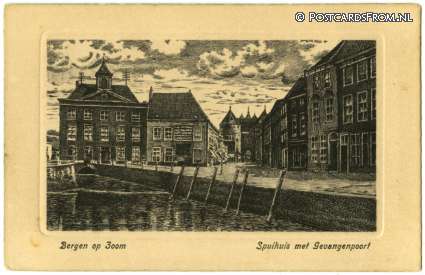 ansichtkaart: Bergen op Zoom, Spuihuis met Gevangenpoort