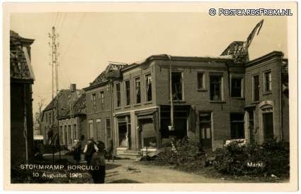 Borculo, Stormramp 10 Augustus 1925. Markt ansichtkaart: Borculo, Stormramp 10 Augustus 1925. Markt