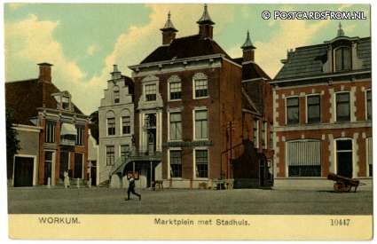 Workum, Marktplein met Stadhuis ansichtkaart: Workum, Marktplein met Stadhuis