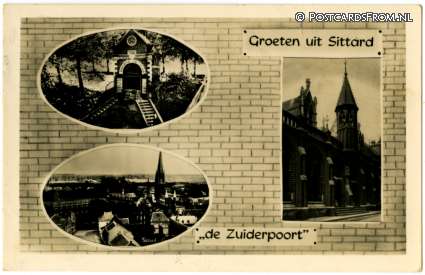 ansichtkaart: Sittard, Groeten uit. De Zuiderpoort