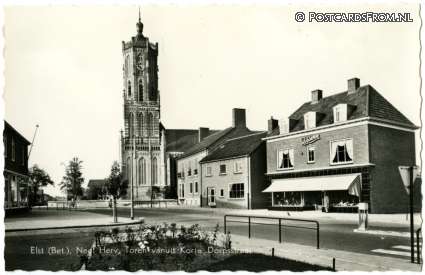 ansichtkaart: Elst GL, ned. Herv. Toren vanuit Korte Dorpsstraat