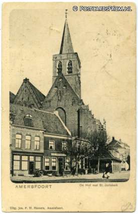 ansichtkaart: Amersfoort, De Hof met St. Joriskerk