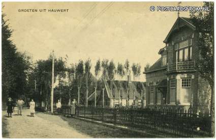 ansichtkaart: Hauwert, Groeten uit