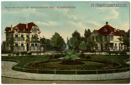 ansichtkaart: Vlaardingen, Plein en Villa's a.d. Schiedamsche weg