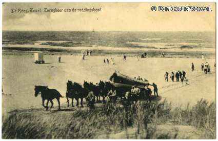 ansichtkaart: Texel, Terugkeer van de reddingsboot