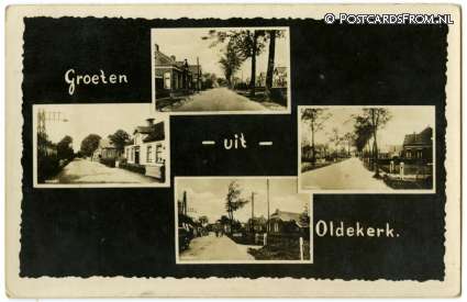ansichtkaart: Oldekerk, Groeten uit. Niekerk en Oldekerk