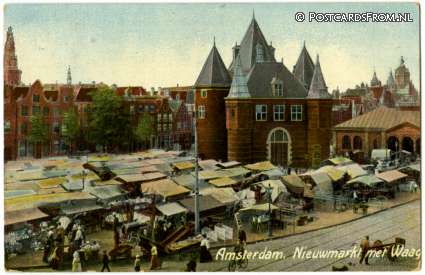 Amsterdam, Nieuwmarkt met Waag ansichtkaart: Amsterdam, Nieuwmarkt met Waag