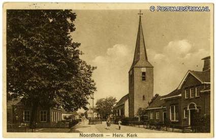 ansichtkaart: Noordhorn, Herv. Kerk