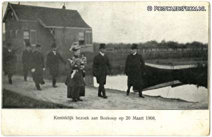 ansichtkaart: Boskoop, Koninklijk bezoek aan Boskoop op 20 maart 1908