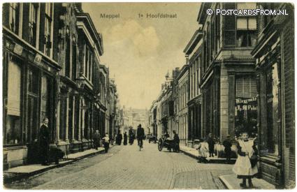 Meppel, 1e Hoofdstraat ansichtkaart: Meppel, 1e Hoofdstraat