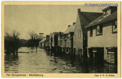 ansichtkaart: Middelburg, Ter Hoogestraat. Watersnood
