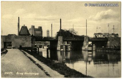 ansichtkaart: Delft, Brug Oostsingel. Rijneveldbrug. Nieuwe Brug