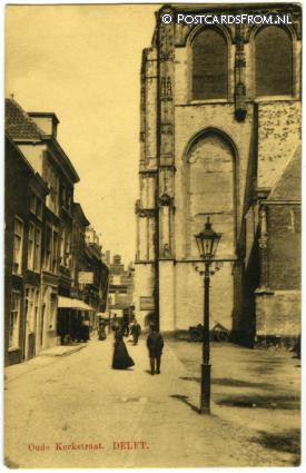 Delft, Oude Kerkstraat ansichtkaart: Delft, Oude Kerkstraat