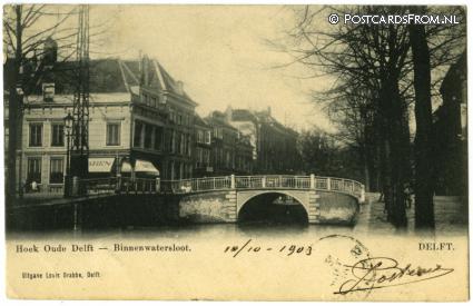 Delft, Hoek Oude Delft - Binnenwatersloot ansichtkaart: Delft, Hoek Oude Delft - Binnenwatersloot