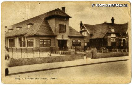 ansichtkaart: Pernis, Burg. v. Esstraat met School