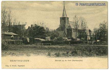ansichtkaart: Benthuizen, Gezicht op de Kerk. Achterzijde