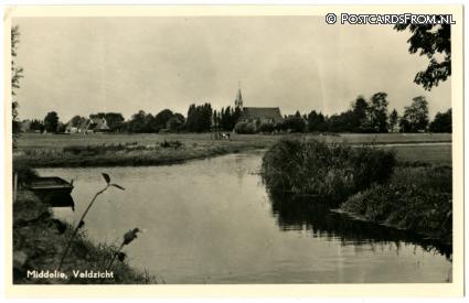 ansichtkaart: Middelie, Veldzicht