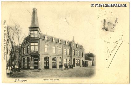 ansichtkaart: Schagen, Hotel de Roos. Hotel Vader