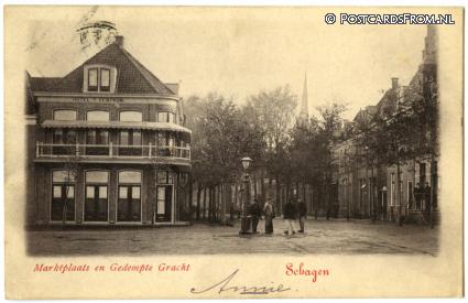 ansichtkaart: Schagen, Marktplaats en Gedempte Gracht