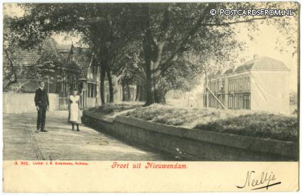 ansichtkaart: Nieuwendam, Groet uit