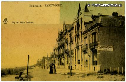 ansichtkaart: Zandvoort, Boulevard. Villa te Huur, A. v. Noppen