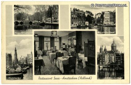 ansichtkaart: Amsterdam, Restaurant Saur. Rokin 134