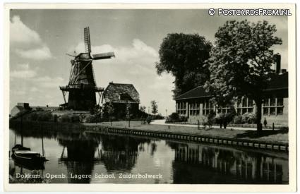 ansichtkaart: Dokkum, Openb. Lagere School, Zuiderbolwerk