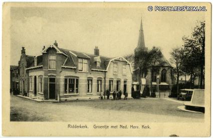 Ridderkerk, Groentje met Ned. Herv. Kerk ansichtkaart: Ridderkerk, Groentje met Ned. Herv. Kerk