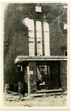 ansichtkaart: Venray, 'Jerusalem' Gymnasium ingang
