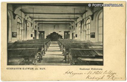 ansichtkaart: Katwijk ad Rijn, Gymnasium. Studiezaal Middelburg