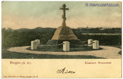 ansichtkaart: Bergen NH, Russisch Monument
