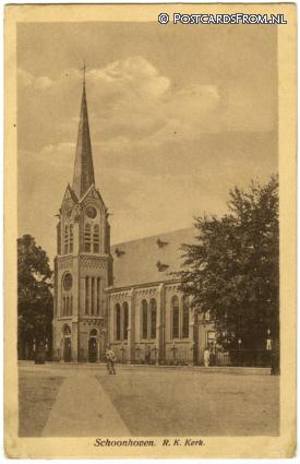 ansichtkaart: Schoonhoven, R.K. Kerk