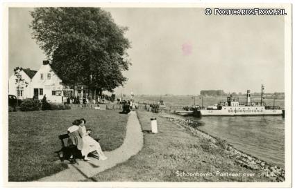 ansichtkaart: Schoonhoven, Pontveer over de Lek