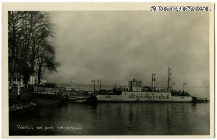 Schoonhoven, Veerhuis met pont ansichtkaart: Schoonhoven, Veerhuis met pont