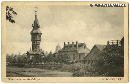 Schoonhoven, Watertoren en Gasfabriek ansichtkaart: Schoonhoven, Watertoren en Gasfabriek