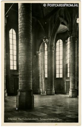 Schoonhoven, Interieur Bartholomeuskerk ansichtkaart: Schoonhoven, Interieur Bartholomeuskerk