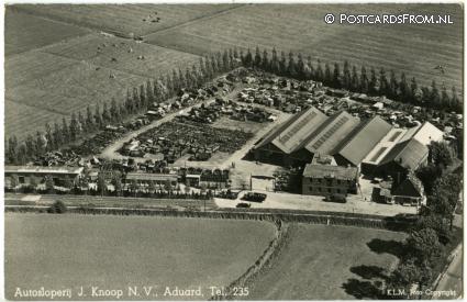 ansichtkaart: Aduard, Autosloperij J. Knoop