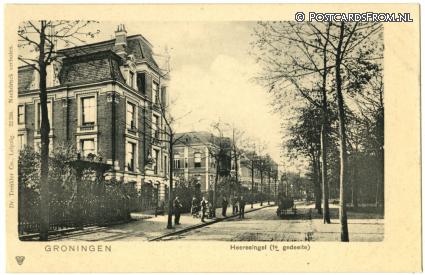 ansichtkaart: Groningen, Heeresingel. 1e gedeelte