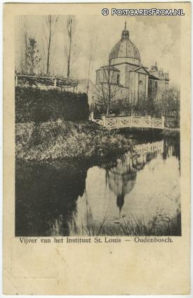 Oudenbosch, Vijver van het Instituut St. Louis ansichtkaart: Oudenbosch, Vijver van het Instituut St. Louis